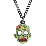 Halloween Zombie Head Necklace Chain Pendant - Funny Gift