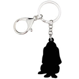 Acrylic Sitting Basset Hound Dog Keychain Ring