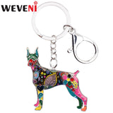Enamel Metal Doberman Dog Key Chain Keychain Animal Jewelry Gift