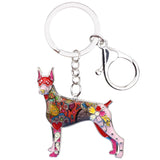Enamel Metal Doberman Dog Key Chain Keychain Animal Jewelry Gift