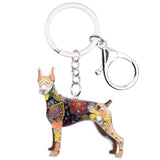 Enamel Metal Doberman Dog Key Chain Keychain Animal Jewelry Gift