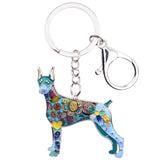 Enamel Metal Doberman Dog Key Chain Keychain Animal Jewelry Gift