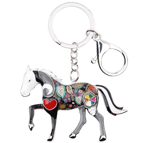 Enamel Shine Horse Key Chain Handbag Charm Key Ring Car Keychain
