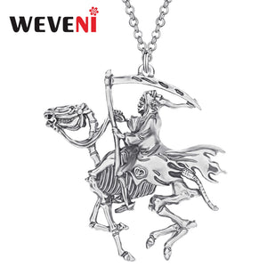 Alloy Plated Grim Reaper Necklace Skeleton Pendant Jewelry
