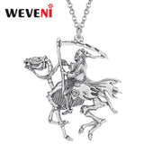 Alloy Plated Grim Reaper Necklace Skeleton Pendant Jewelry
