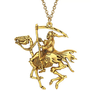 Alloy Plated Grim Reaper Necklace Skeleton Pendant Jewelry