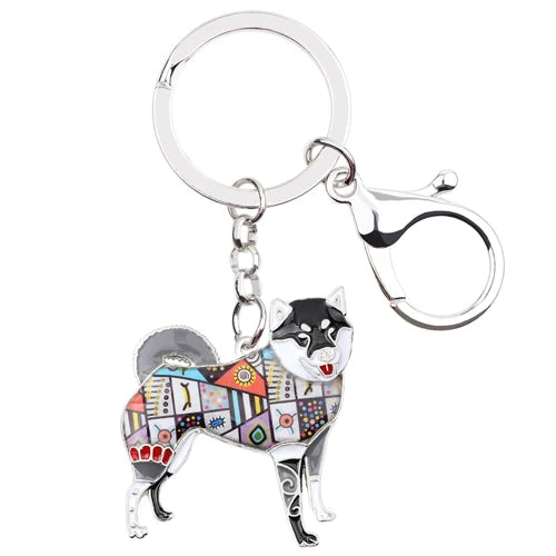 Metal Shiba Inu Key Chain Enamel Dog Keychain Accessories