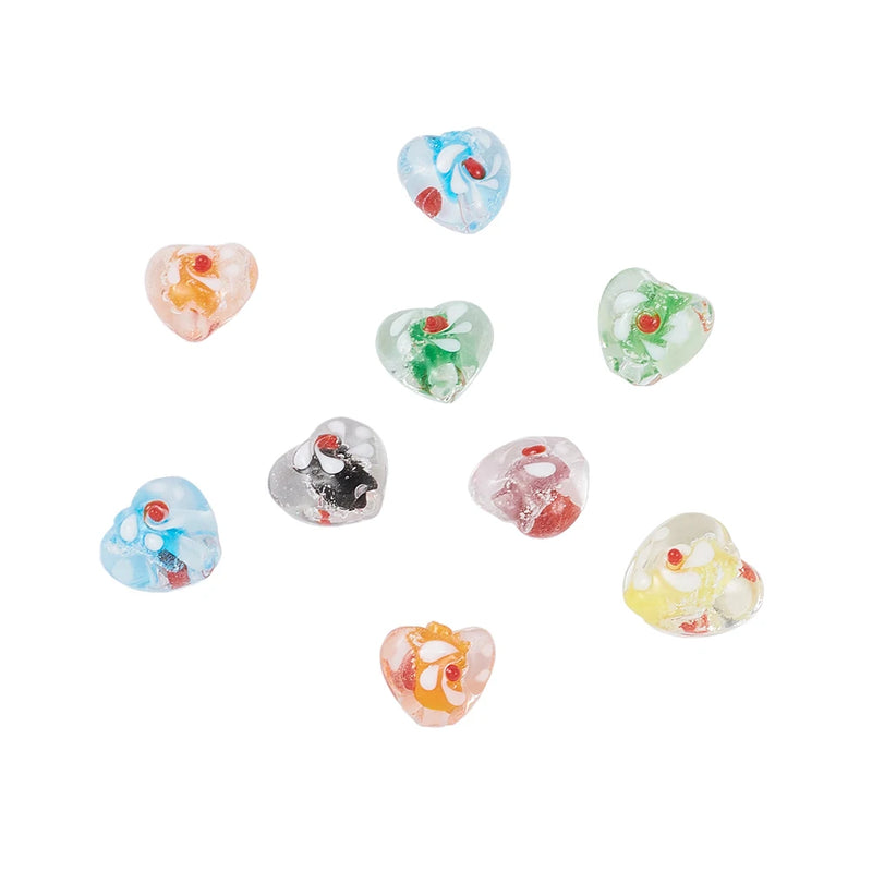 100pcs Luminous Bumpy Heart Lampwork Beads DIY Bracelets Jewelry