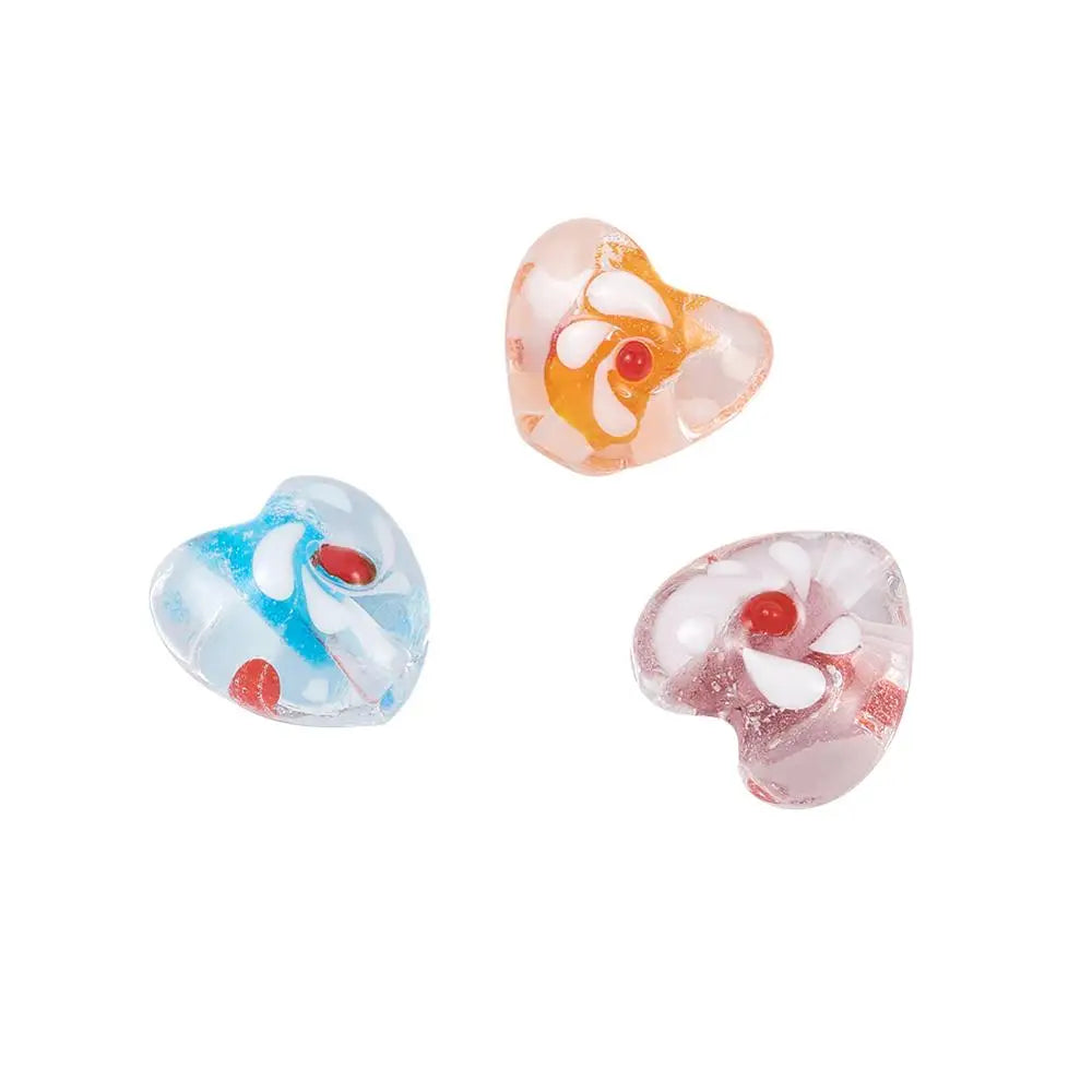 100pcs Luminous Bumpy Heart Lampwork Beads DIY Bracelets Jewelry