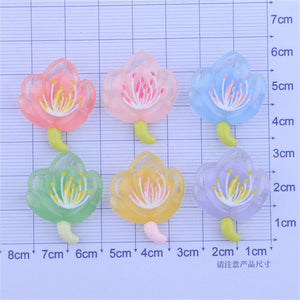 20Pcs Peach Blossom Sakura Resin Earrings Headwear Jewelry Deco