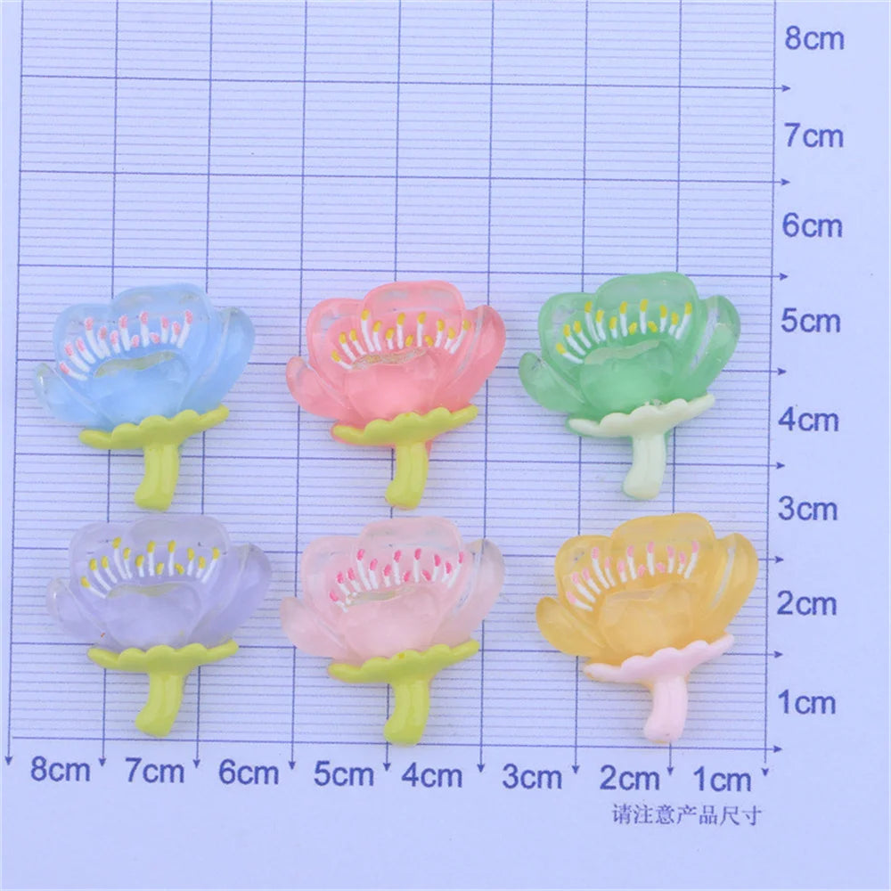20Pcs Peach Blossom Sakura Resin Earrings Headwear Jewelry Deco