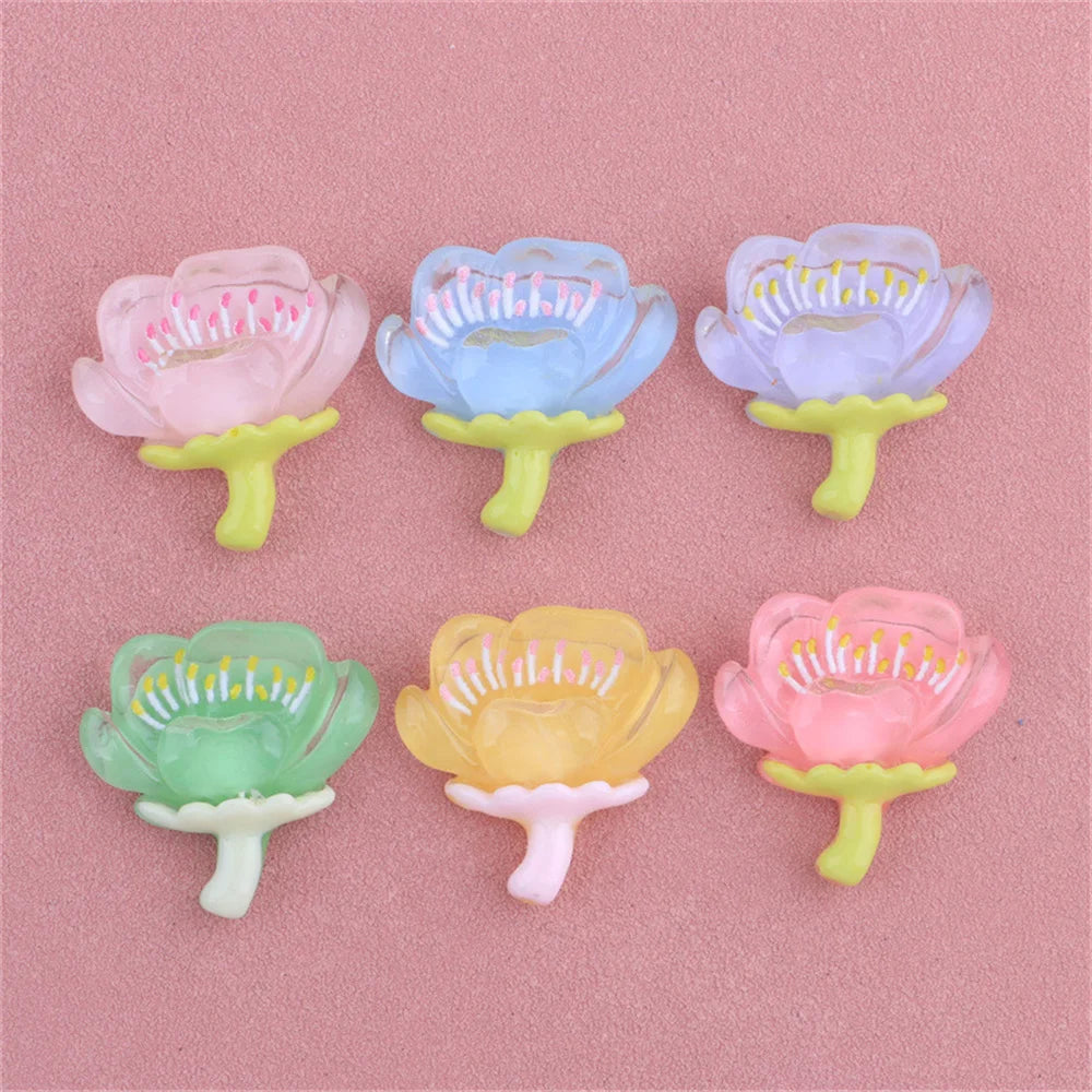 20Pcs Peach Blossom Sakura Resin Earrings Headwear Jewelry Deco