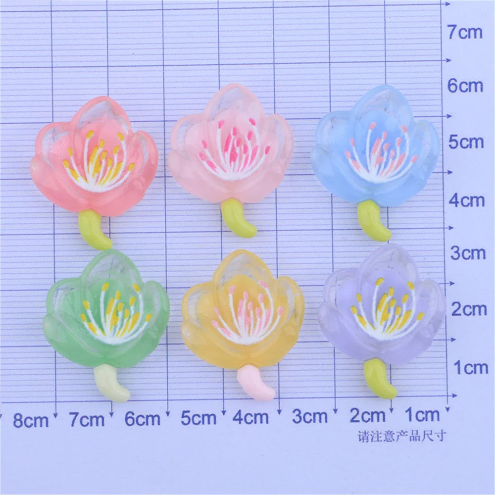 20Pcs Peach Blossom Sakura Resin Earrings Headwear Jewelry Deco