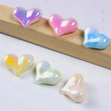 30Pcs Colorful Acrylic Heart Bead DIY Necklace Phone Case Keychain Decor Charms