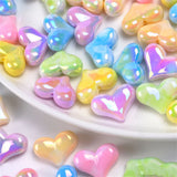30Pcs Colorful Acrylic Heart Bead DIY Necklace Phone Case Keychain Decor Charms
