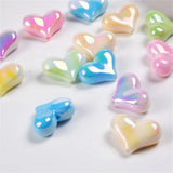 30Pcs Colorful Acrylic Heart Bead DIY Necklace Phone Case Keychain Decor Charms