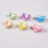 30Pcs Colorful Acrylic Heart Bead DIY Necklace Phone Case Keychain Decor Charms