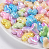 30Pcs Colorful Acrylic Heart Bead DIY Necklace Phone Case Keychain Decor Charms