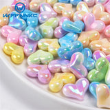30Pcs Colorful Acrylic Heart Bead DIY Necklace Phone Case Keychain Decor Charms