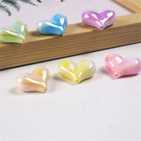30Pcs Colorful Acrylic Heart Bead DIY Necklace Phone Case Keychain Decor Charms