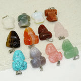 12pcs Mix Multi-style Carved Frog Natural Stone Charms Pendants