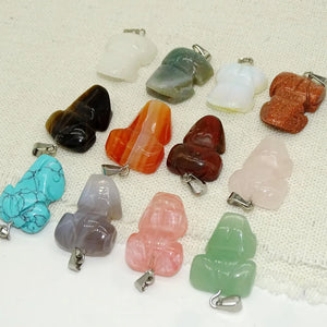 12pcs Mix Multi-style Carved Frog Natural Stone Charms Pendants
