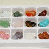 12pcs Mix Multi-style Carved Frog Natural Stone Charms Pendants