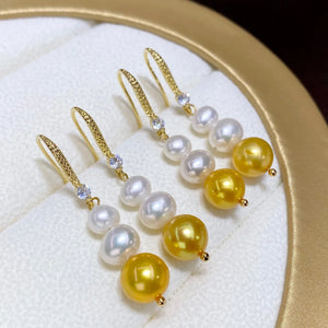 Freshwater Pearl 6-9mm 14KGP Earrings for Women