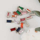100Pcs 4*9MM Rectangle Earrings Pendants Rhodium