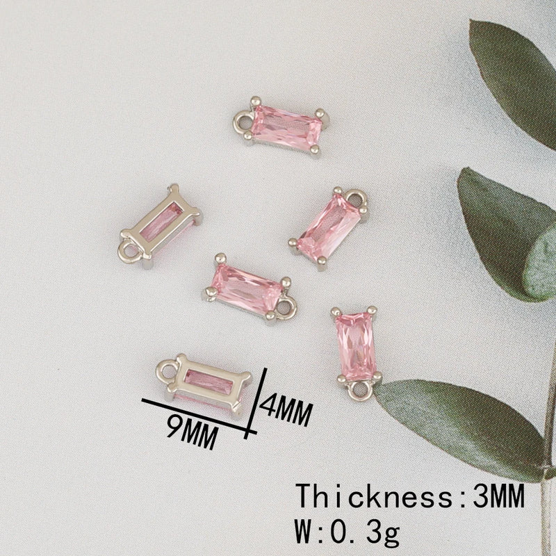 100Pcs 4*9MM Rectangle Earrings Pendants Rhodium