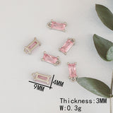 100Pcs 4*9MM Rectangle Earrings Pendants Rhodium