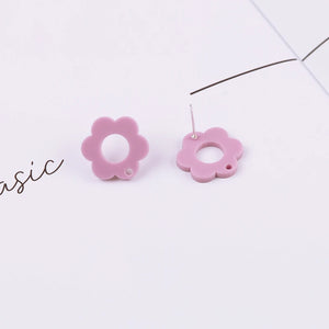 100Pcs DIY Flower Shape Earrings Stud Multicolor Hand Made Jewelry Findings