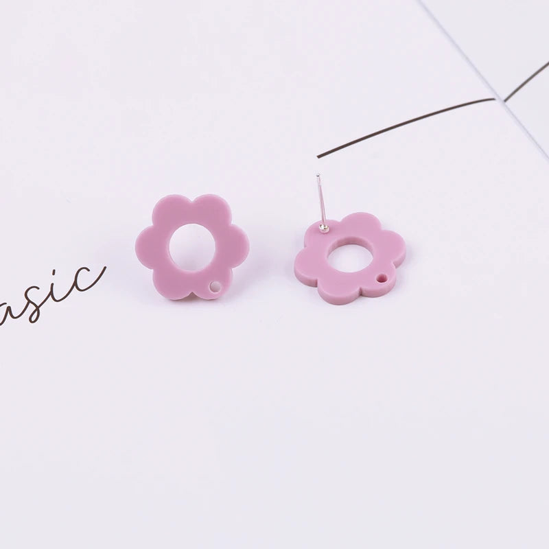 100Pcs DIY Flower Shape Earrings Stud Multicolor Hand Made Jewelry Findings