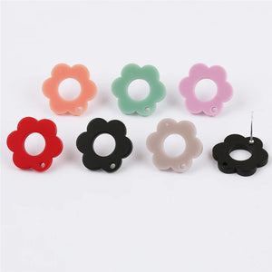 100Pcs DIY Flower Shape Earrings Stud Multicolor Hand Made Jewelry Findings