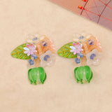 10Pcs Flower Crystal Pendant Earring Accessories