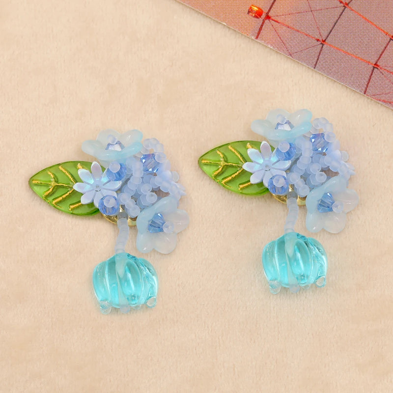 10Pcs Flower Crystal Pendant Earring Accessories