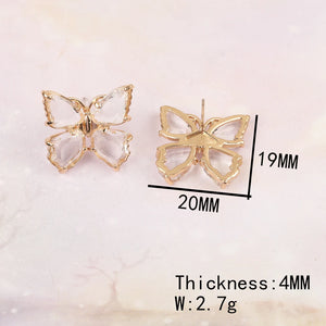 20Pcs Butterfly Crystal Stud Earrings, Multi Color Jewelry Findings