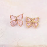 20Pcs Butterfly Crystal Stud Earrings, Multi Color Jewelry Findings