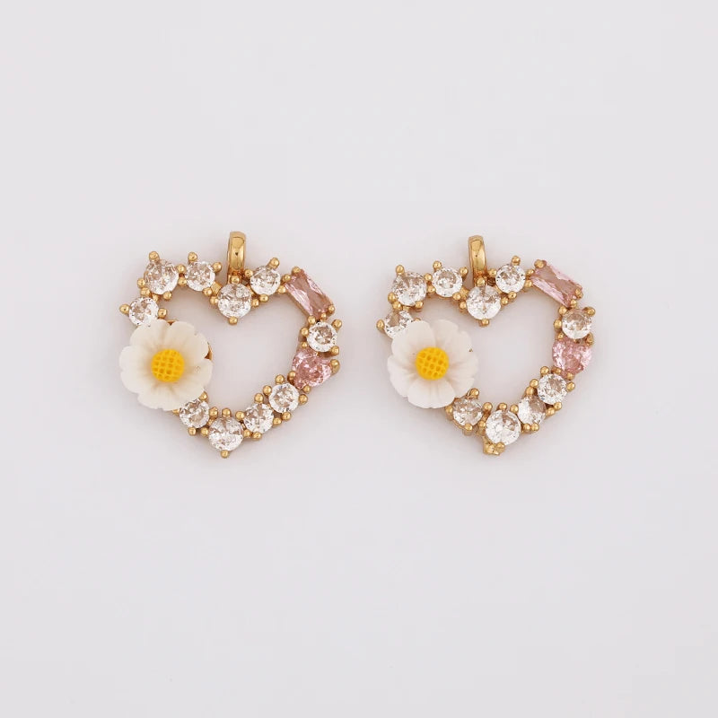 20Pcs CZ Heart Shape Charms for DIY Jewelry Making