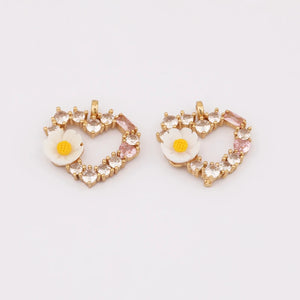 20Pcs CZ Heart Shape Charms for DIY Jewelry Making