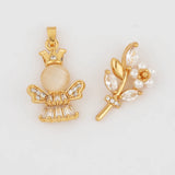 20Pcs CZ Charms Flower Shape DIY Jewelry Making Findings Components
