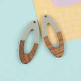 30Pcs 19*49MM Earrings Pendants/Natural Wood & Resin/Jewelry Findings/Oval Shape