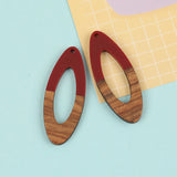 30Pcs 19*49MM Earrings Pendants/Natural Wood & Resin/Jewelry Findings/Oval Shape
