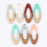 30Pcs 19*49MM Earrings Pendants/Natural Wood & Resin/Jewelry Findings/Oval Shape