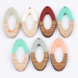 30Pcs 19*49MM Earrings Pendants/Natural Wood & Resin/Jewelry Findings/Oval Shape