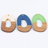 30Pcs 24*38MM Irregular Shape Wood & Resin Pendants