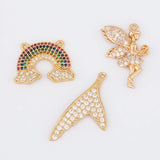 30Pcs CZ Charms Rainbow Shape Jewelry Findings