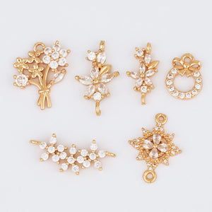 30Pcs Flower Shape CZ Charms for Earrings Pendant DIY Making