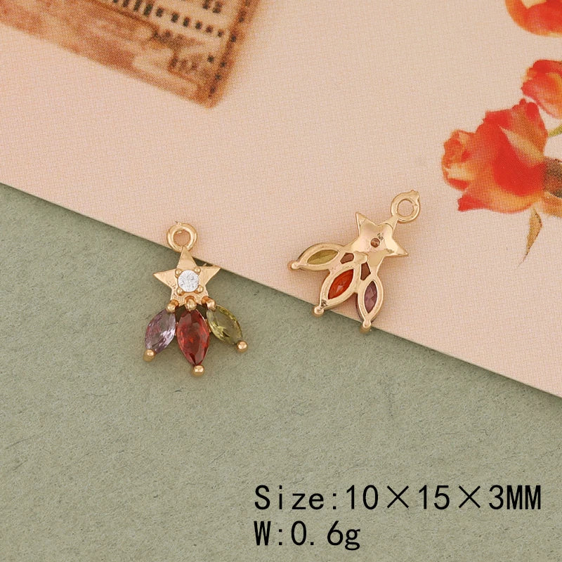 30Pcs Multicolor CZ Leaf Earrings Pendant DIY Jewelry Accessories