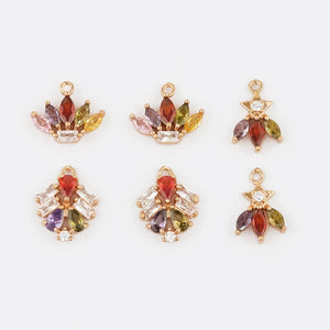 30Pcs Multicolor CZ Leaf Earrings Pendant DIY Jewelry Accessories